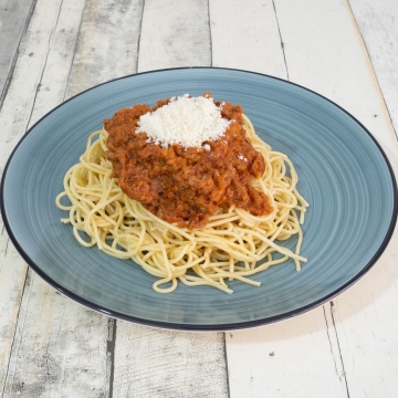 PL2. Spaghetti a la bolognesa tradicional con horas de chup chup | Platos fuera de temporada